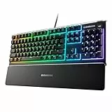 SteelSeries Apex 3 - Teclado Gaming - Iluminación RGB de 10 zonas - Resistencia al agua IP32 - Reposamuñecas magnético superior - Teclado QWERTY Español