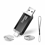 Tipo C Memoria USB 128gb, Pendrive USB C 128 GB 2 en 1 Tipo C Y USB 2.0 Memoria Flash 128gb para Smartphones Android, Windows, Android, Pc, Tabletas, Almacenamiento DE Datos Externo Etc (Negro)
