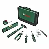 Bosch Home and Garden Juego de herramientas manuales universales de 25 piezas (kit de herramientas versátil para uso general DIY en el hogar; alicates combinados; cinta métrica; nivel de burbuja,