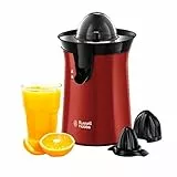 Russell Hobbs Exprimidor Eléctrico Colours Plus - Exprimidor de Naranjas y Zumos, 2 Conos Intercambiables, Función de Cambio de la Dirección, Boquilla Antigoteo, Acero Inoxidable, Rojo - 26010-56