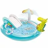 INTEX 57165 - Piscina infantil hinchable con dispersor de agua y tobogan cocodrilo, centro de juegos para niños