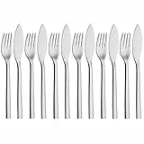 WMF Nuova - Juego de Pescado 12 Piezas para 6 Comensales , Cubertería de Acero Inoxidable Pulido, Cromargan 18/10, 21 cm