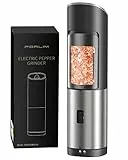 FORLIM Molinillo Eléctrico de sal y pimienta, Molinillo de pimienta Automático con Grosor Ajustable,Funciona con una sola mano,1 pieza (Negro) (KYMQ-5B)