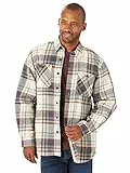 Wrangler Authentics Long Sleeve Sherpa Lined Shirt Jacket Camisa, Beige Claro Jaspeado, L Hombres