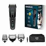 Cecotec Cortapelos Bamba PrecisionCare Titan. Cuchilla con recubrimiento de titanio, Autonomía 90 min, Hasta 30 mm, Inalámbrico, 3 peines guía, Pantalla, Aviso de mantenimiento, Función de bloqueo.