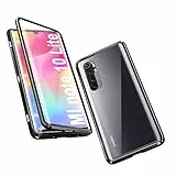 OVANN Funda para Xiaomi Mi Note 10 Lite Carcasa Adsorcion Magnetica Tech Cover 360 Grados Protección Marco Aluminio Vidrio Templado Imán Fuerte Metal Flip Case