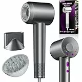 DMTIVMG Secador de Pelo 150,000 rpm Motor Sin Escobillas 1600W Iones Negativos 4 Temperaturas 3 Velocidades con difusor y Boquilla Difusor Pelo Adecuado Para Salón Hogar Viaje