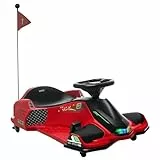 HOMCOM Kids Kart eléctrico 12 V 3-8km/h Drift Kart con Modo Drift, Arranque Lento, con Luces música, cinturón de Seguridad vehículo Infantil para niños de 8-12 años Rojo