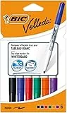 BIC Velleda 1741 - Rotuladores de pizarra blanca, punta media (4.5 mm), caja de 6 unidades, colores surtidos