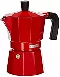 Monix Fresa Cafetera Italiana de Aluminio, 3 Tazas, Color Fresa, Apta para Todo Tipo de encimeras, Excepto inducción, 9 cm