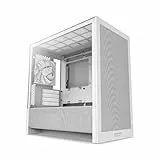 NZXT H3 Flow – Caja PC Micro-ATX – Flujo de Aire optimizado – 1 Ventilador 120mm Trasero – GPU tamaño Completo – Radiador 280mm Frontal, 240mm Superior – Placa Base con conexión Trasera – Blanco