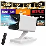 Putbecy Mini Proyector Portátil 4K con 1080P Nativo, Android 11, WiFi 6 y Bluetooth 5.4, Corrección Trapezoidal Automática, HDMI/USB, Compatible con Teléfono y PC, Proyector para Cine en Casa