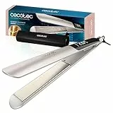 Cecotec Plancha de Pelo Estrecha con Cable Lisse Keratin Essence Champagne. Función HeatMax, 130-230ºC, Revestimiento Cerámico con Queratina y Aceite de Argán, Apagado Automático, Bolsa de Viaje