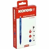 Kores | Pack 12 Bolígrafos Borrables Azules BG5 | Tinta Gel | Punta 0,7mm | Retráctil | Grip Ergonómico | No Mancha | No Daña Papel | No Deja Restos de Goma | Perfecto Material Escolar y de Oficina