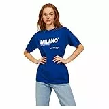 JJXX Jxbea SS Relaxed Vint tee Noos-Camiseta de Manga Corta, Sodalite Blue/Print:Bright White Milano Print, M para Mujer