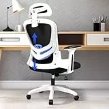 LEVIPE Silla de Oficina Ergonómica con Soporte Lumbar, Reposabrazos y Reposacabezas Ajustable, Silla de Oficina de Malla Transpirable para Casa/Oficina