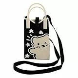 UEIOAVL Shoppers y bolsos de hombro para mujer, 1 bolso bandolera para teléfono móvil para mujer pequeño bolso de ganchillo con estampado de oso ideal para teléfono lápiz labial y auriculares (negro)
