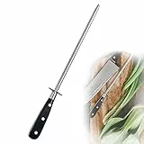 Afilador de cuchillos profesional de acero inoxidable (longitud 25 cm, accesorio para barbacoa, afilador de cuchillos, mango negro)