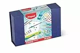 Maped - Estuche de escritura y accesorios escolares para niños, lápices de colores, tijeras, borlas, sacapuntas, regla, lápices de papel y guía para dedos, cuaderno de escritura y pegatinas