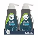 Veet Men Crema Depilatoria Masculina para Pecho Espalda Brazos y Piernas, Pieles Sensibles, Color Gris, 400 ml (Paquete de 2)