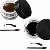 2 piezas Eyeliner,Waterproof larga duración Gel Eyeliner, maquillaje de ojos fácil de aplicar y maquillaje fácil de quitar,Con brochas(marrón y negro)