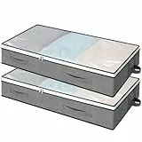 AiQInu 2 Set Cajas Almacenaje Ropa 100x50x18cm, Plegables Bajo Cama Bolsas para Guardar Ropa con Cremallera Ventana Transparente, Cama Organizador Armario para Ropa Mantas Edredones