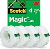 Scotch Cinta Mágica - 3 Rollos de 19 mm נ25 m - Cinta Adhesiva de Uso General para Reparación, Etiquetado y Sellado de Paquetes y Documentos