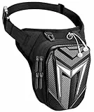Mohard Pernera Moto con Correas, Bolsa Pierna Moto para Hombres y Mujeres, [Ampliable 40%] Duradero EVA Riñonera Moto con Reflector & Toma Auriculares para Ciclismo Senderismo Camping Escalada