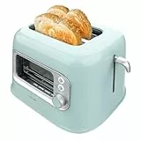 Cecotec Tostadora Vertical 2 Ranuras Anchas RetroVision Blue. 700 W en 5 Niveles, 2 Rebanadas de Pan, Ventana de Control, Diseño Retro, Cubierta antipolvo, Apagado y Pop-up Automático