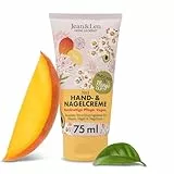 Jean & Len Crema para manos y uñas Mango & Avocado, fórmula vegana con manteca de karité y cacao, aroma a mango, sin parabenos ni siliconas, 75 ml