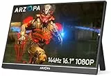 ARZOPA 16.1'' 144Hz Monitor Portátil con Kickstand, 100% sRGB 1920×1080P FHD HDR 144HZ Gaming Monitor, Ultra Delgado - Protección Ocular-Segunda Pantalla Externa para Laptop/PC/Mac/PS3/4/5/Xbox Z1FC