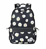 Acmebon Mochila Escolar Estampada en Tendencia para niña Adolescente Mochila Diaria Informal Margarita Negra