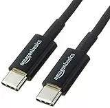 Amazon Basics Cable de carga rápida USB-C a USB-C 2.0, velocidad de 480 Mbps, certificado USB-IF, para Apple iPhone 16/15, iPad, Samsung Galaxy, tabletas, ordenadores portátiles, 1.8 m (6 pies), negro