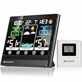 Bresser MeteoTemp BF Estación meteorológica inalámbrica con pantalla táctil, sensor exterior, presión atmosférica, pronóstico del clima, indicador de temperatura, humedad, señal horaria DCF, alarma