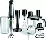 Braun Minipimer 7 MQ7087X - Batidora de Mano de 1000W, Minipicadora de 350ml, Pasapuré, Varillas, Procesador de Alimentos con 3 Funciones, Vaso de 600ml, Velocidad Automática, Tecnología ActiveBlade