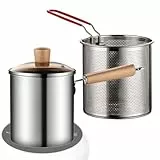 Evember Olla freidora con Cesta | Olla para freír Tempura de Acero Inoxidable 304,Sartén Profunda, freidora de Estufa con escurridor de Goteo de Aceite, freidoras para cocinar