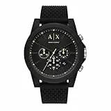 Armani Exchange Reloj hombre, movimiento cuarzo cronógrafo y caja 44mm con correa silicona