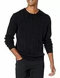 Amazon Essentials Jersey de Algodón Trenzado con Cuello Redondo Hombre, Negro, XL