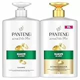 Pantene Pro-V Suave Y Liso Champú 1000ml Y Acondicionador 800ml, Con Dispensador, Pelo Encrespado Y Apagado