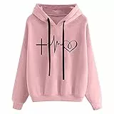 riou Sudaderas Mujer con Capucha Baratas Anchas Chica Impresión Top Suéter Mujer Tallas Grandes Camiseta con Bolsillo Deportivos Pullover Moda Originales Otoño e Invierno