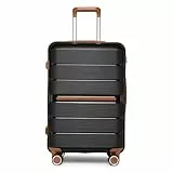 British Traveller Maleta de Viaje Cabina Rígida Ligera con Cerradura TSA(66x44x28.5cm, Negro)