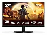 AOC Q27G42XE Monitor Gaming 27' QHD, 180 Hz, IPS, 1 ms GtG, HDR10, FreeSync Prem., G-Sync Compat., Altavoces (2560x1440, 2X HDMI 2.0, 1x DP 1.4) Negro