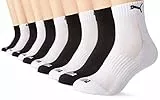 PUMA Cushioned Quarter 5P, Calcetines, Unisex adulto, Black/White, 39-42