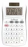 Lexibook, Calculadora de Bolsillo de 8 dígitos, Funciones básicas y de Memoria, Teclas de Silicona Suave para la Oficina, la Escuela, el hogar, Solar & Pilas, Blanco/Gris, C208