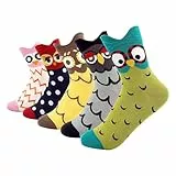 COACOM 5 pares de calcetines cómodos y cálidos, calcetines de animales suaves y transpirables para mujeres, calcetines coloridos divertidos de animales, regalos de vacaciones suaves y cómodos para las