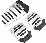Cubiertas de Pedales de Coche, Pedales para Coche Manual, Cubiertas de Pedales de Coche Antideslizantes, Pedal de Coche Universal para Pedales de Freno,Embrague y Aceleración, Plateado, 3 Piezas