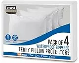 Utopia Bedding Protectores de Almohada Impermeables con Cremallera, tamaño Queen (Paquete de 4), Fundas de Almohada de Rizo, UB3622