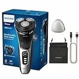 Philips Serie 3000 Afeitadora Eléctrica Hombre, Máquina de Afeitar Barba con Cortapatillas, 27 cuchillas, Cuida la piel, 60min de uso, En Seco y Húmedo, Recargable, Funda, S3241/12, Gris