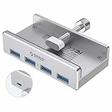 ORICO Hub USB 3.0 4 Puertos, Tipo Clip Aluminio Puerto Adaptador Alimentación Adicional, Cable 150 cm Largo, Ahorro Espacio USB Data Hub para MacBook Air, Mac Pro/Mini