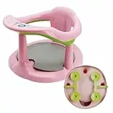 Asiento de Baño para Bebé | Sujeción con Ventosas Antideslizantes | Silla de Baño Ergonómica y Segura para Bebés | Ideal para Bebés Mayores de 6 Meses, (Rosa)